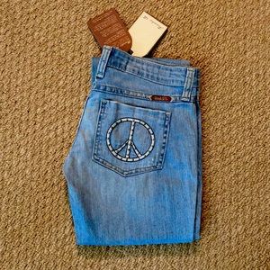 Frankie B. Peace Sign Flare Jeans Size 26